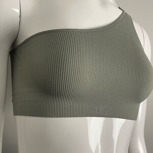 SET Active One-Shoulder Sports Bra in Olive Green